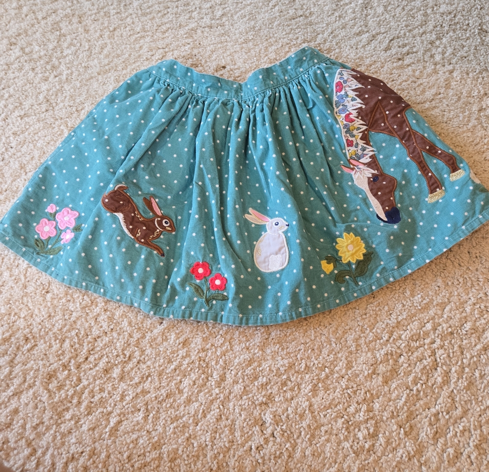 Mini Boden Teal Skirt with Multicolor Floral Print
